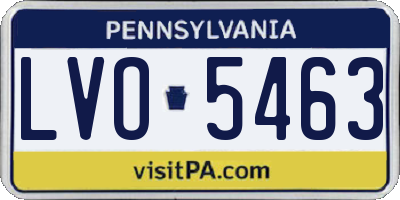 PA license plate LVO5463