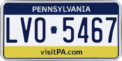 PA license plate LVO5467