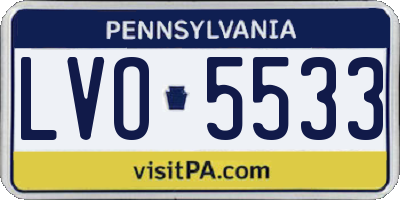 PA license plate LVO5533