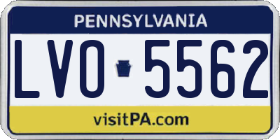 PA license plate LVO5562