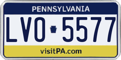 PA license plate LVO5577