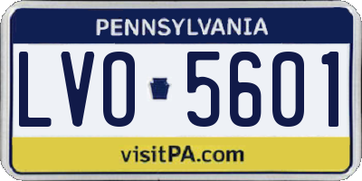 PA license plate LVO5601