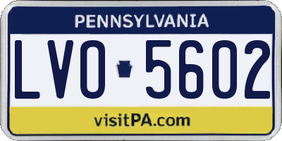 PA license plate LVO5602