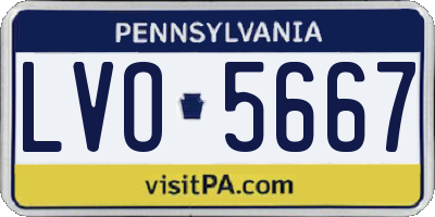 PA license plate LVO5667