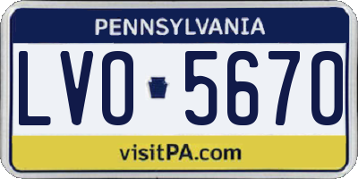 PA license plate LVO5670