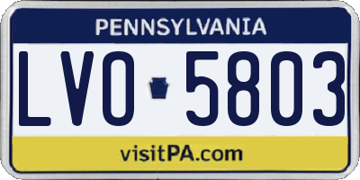 PA license plate LVO5803