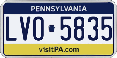 PA license plate LVO5835