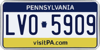 PA license plate LVO5909