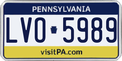 PA license plate LVO5989