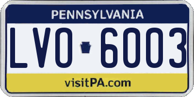 PA license plate LVO6003