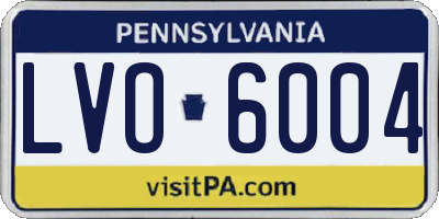 PA license plate LVO6004