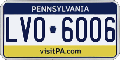 PA license plate LVO6006
