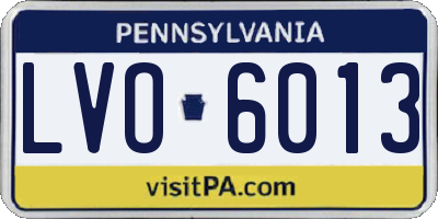 PA license plate LVO6013