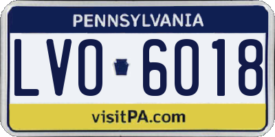 PA license plate LVO6018