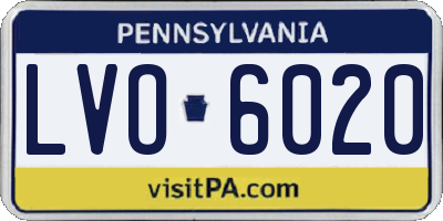 PA license plate LVO6020