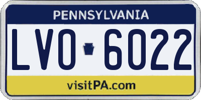 PA license plate LVO6022