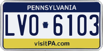 PA license plate LVO6103