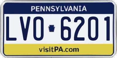 PA license plate LVO6201