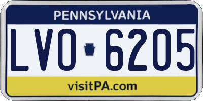 PA license plate LVO6205