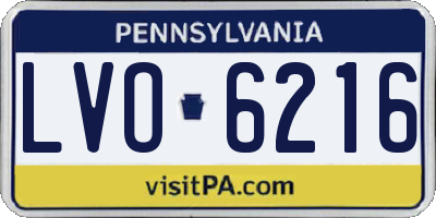 PA license plate LVO6216