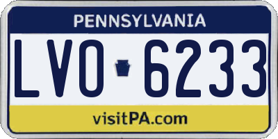 PA license plate LVO6233
