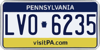 PA license plate LVO6235