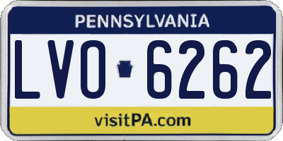 PA license plate LVO6262