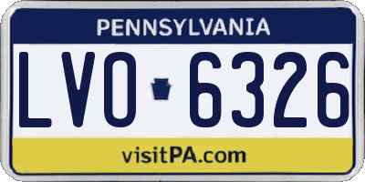 PA license plate LVO6326