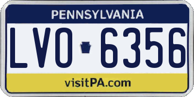 PA license plate LVO6356