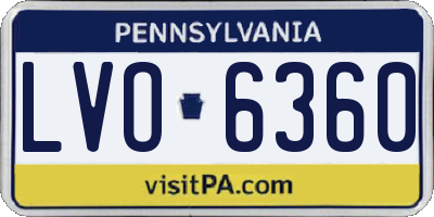 PA license plate LVO6360