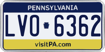 PA license plate LVO6362