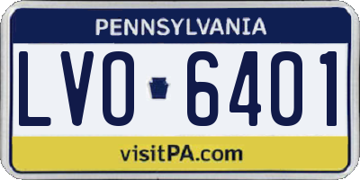 PA license plate LVO6401