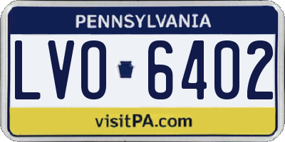PA license plate LVO6402