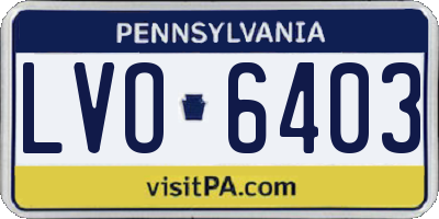 PA license plate LVO6403
