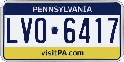 PA license plate LVO6417