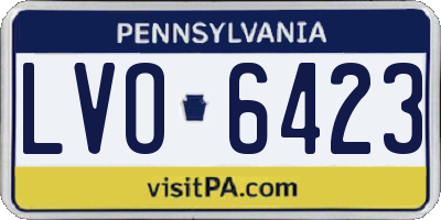 PA license plate LVO6423
