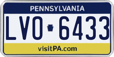 PA license plate LVO6433