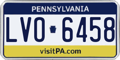 PA license plate LVO6458