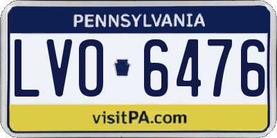 PA license plate LVO6476