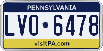 PA license plate LVO6478