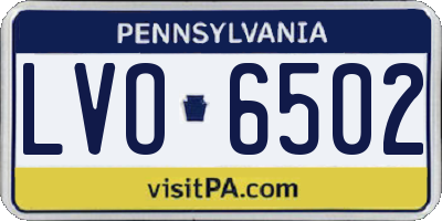 PA license plate LVO6502