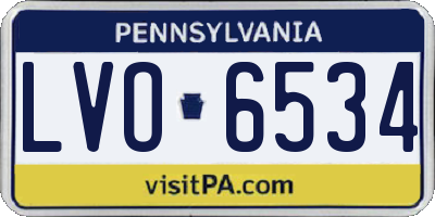 PA license plate LVO6534