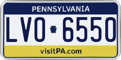 PA license plate LVO6550
