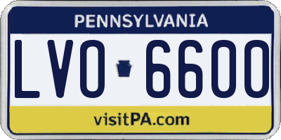 PA license plate LVO6600
