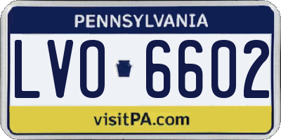 PA license plate LVO6602