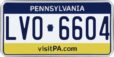 PA license plate LVO6604
