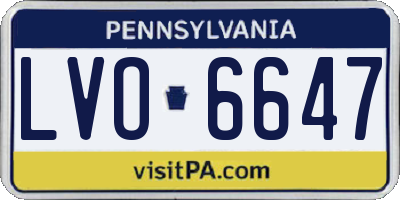 PA license plate LVO6647