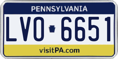 PA license plate LVO6651