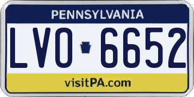 PA license plate LVO6652