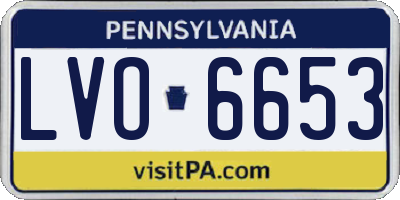 PA license plate LVO6653